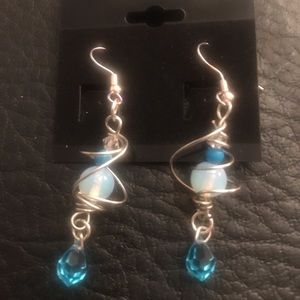 Moonstone Lazuli Blue Crystal teardrop earrings